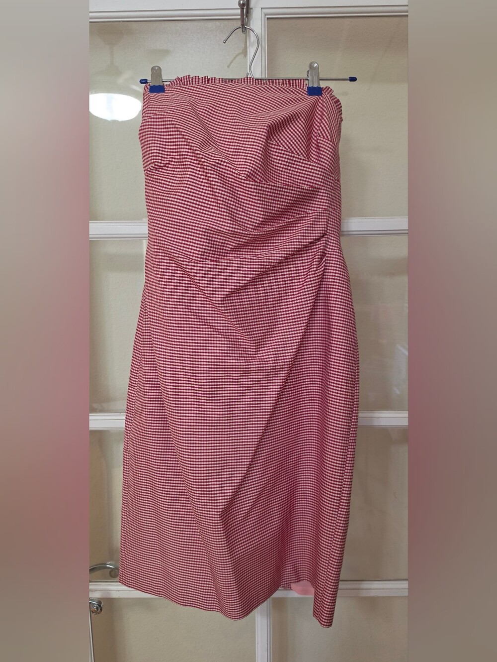 Beautiful Kay Unger, Size 8 Strapless Gingham Midi